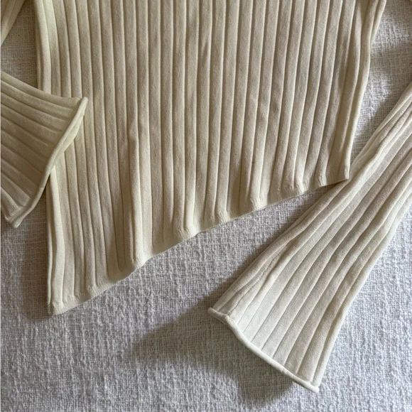 Garage Cream Ribbed Long Sleeve Top - Picture 3 of 3